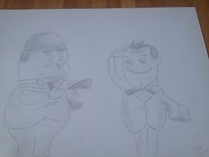 300x225 laurel and hardy caricature funny comedy pencil drawing sketch art - Laurel And Hardy Drawing