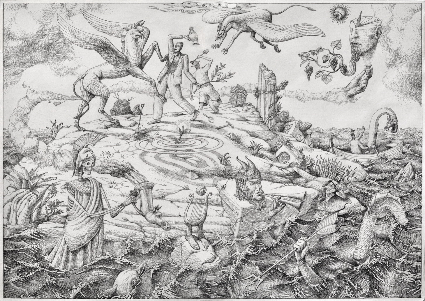 1459x1034 Stealing Of The Sacred Laurel Drawing Aec Interesni Kazki - Laurel Drawing