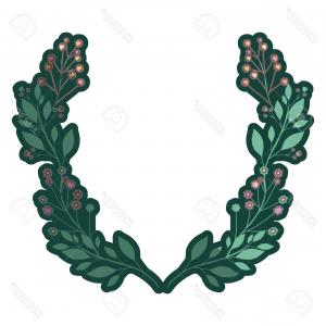 300x300 Photostock Vector Drawing Crown Half Flower Natural Decoration - Laurel Leaf Drawing
