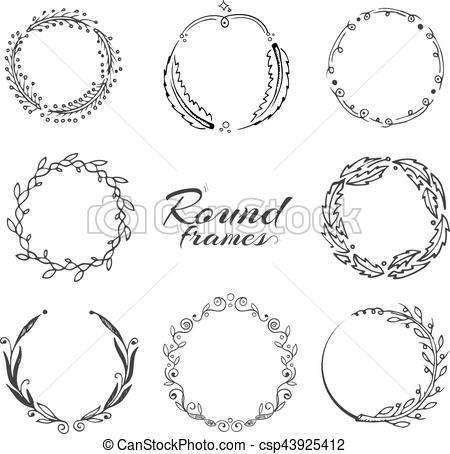 450x454 Branch With Leaves, Laurel Wreath, Floral Circle Frames - Laurel Wreath Drawing