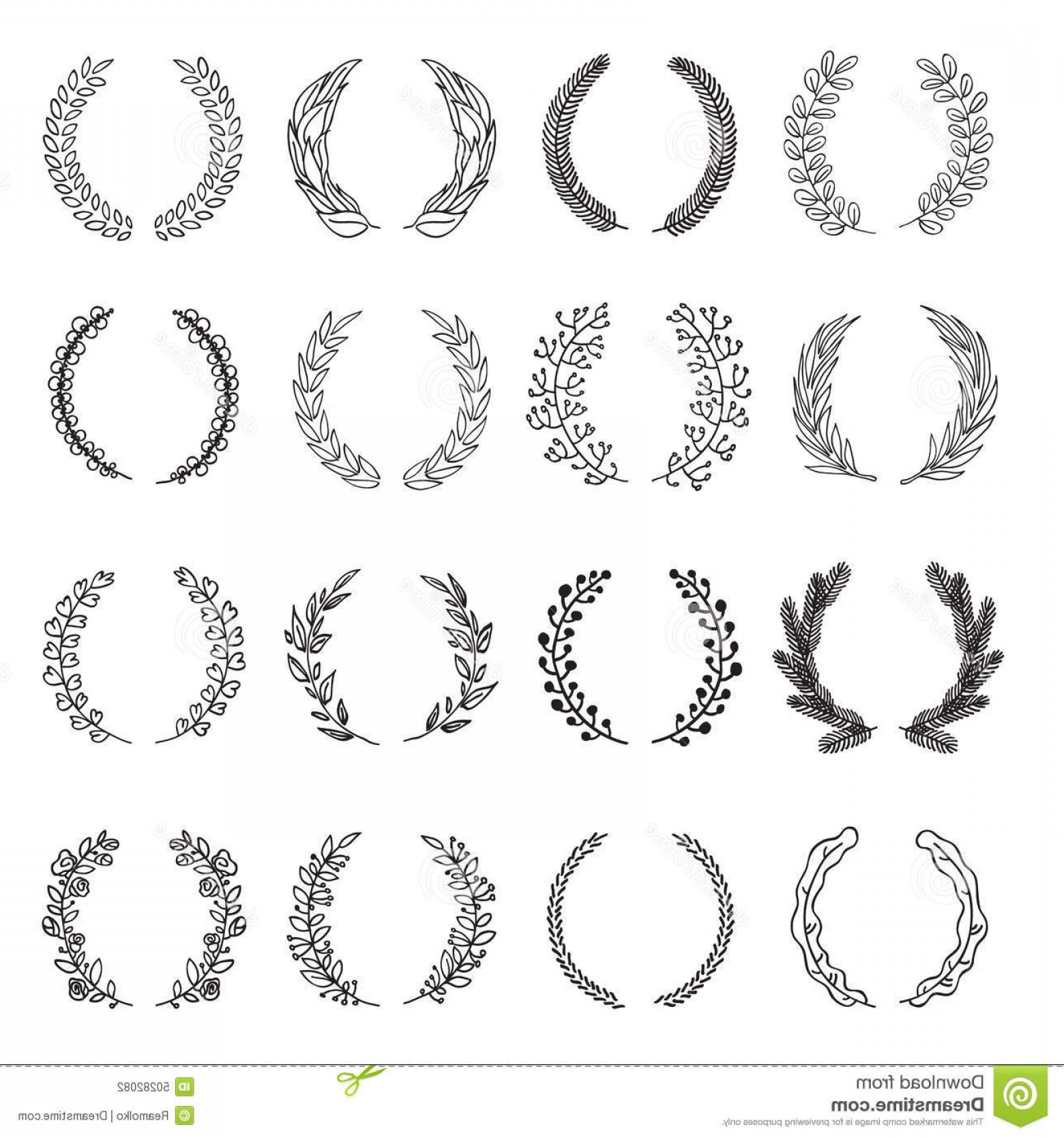 1560x1668 Stock Illustration Set Vector Laurel Wreaths Vintage Designs - Laurel Wreath Drawing