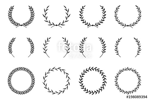 500x334 Collection Of Different Laurel Wreaths Hand Drawn Vector Round - Laurel Wreath Drawing