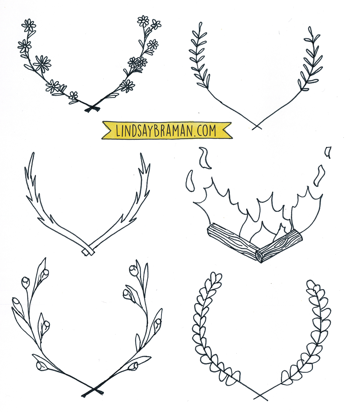 1200x1414 Hand Drawn Laurel Wreath Doodles - Laurel Wreath Drawing
