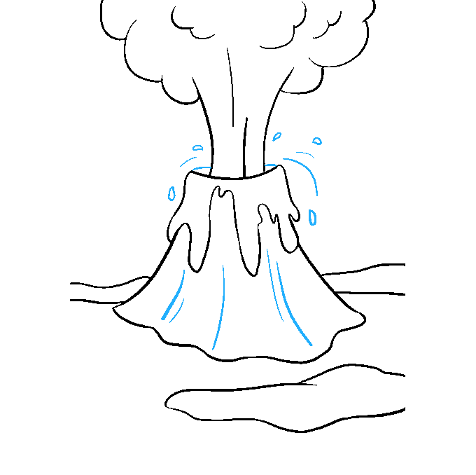 680x678 how to draw a volcano - Lava Drawing