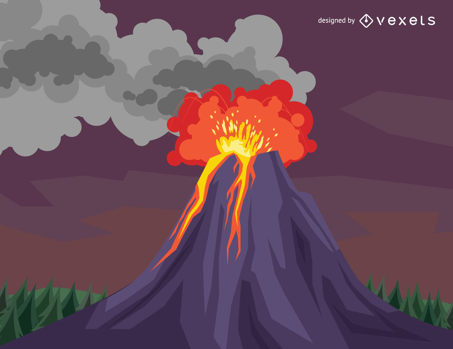1500x1155 volcano eruption drawing - Lava Drawing.