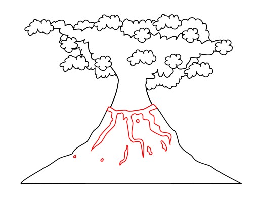 516x390 drawing a cartoon volcano - Lava Drawing