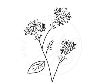 340x270 Simple Lavender Line Drawing Print Etsy - Lavender Line Drawing