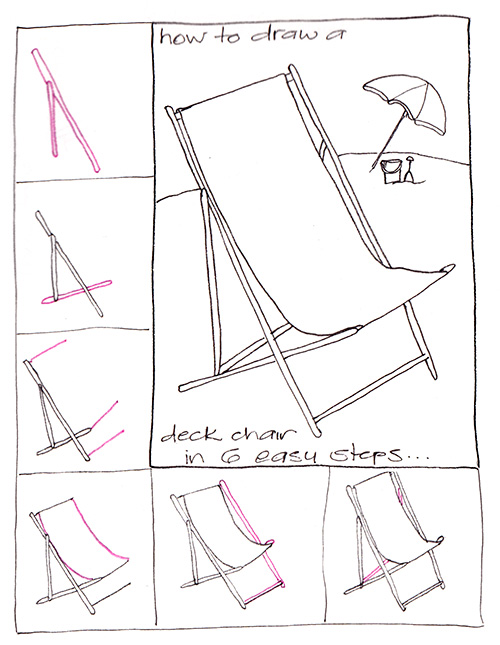 500x645 Learn To Draw A Deck Chair Step - Lawn Chair Drawing