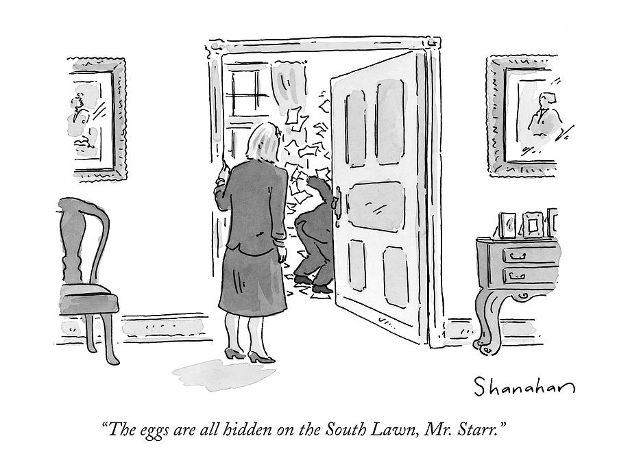 900x691 The Eggs Are All Hidden On The South Lawn - Lawn Drawing