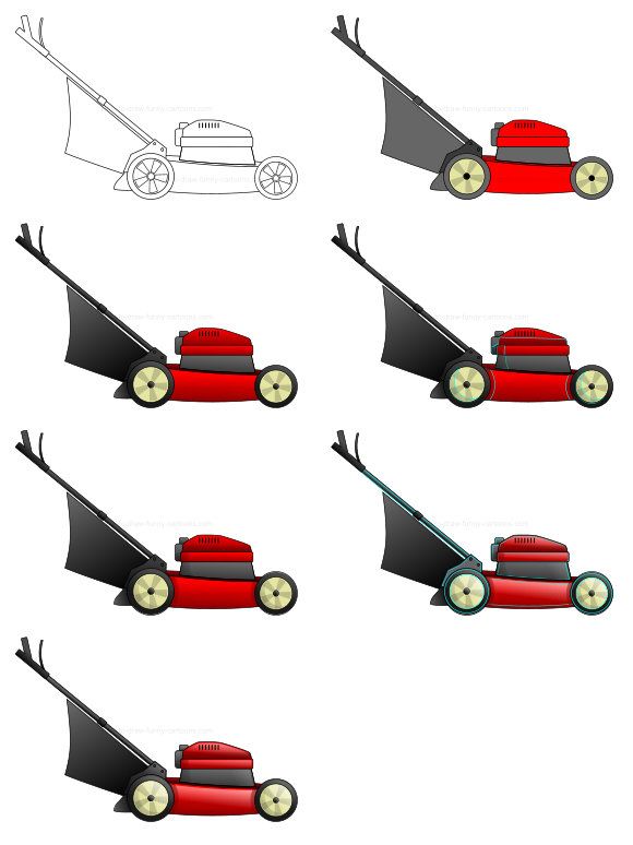 580x774 Learn How To Draw Using A Vector Application Cartoons Learn - Lawn Mower Drawing