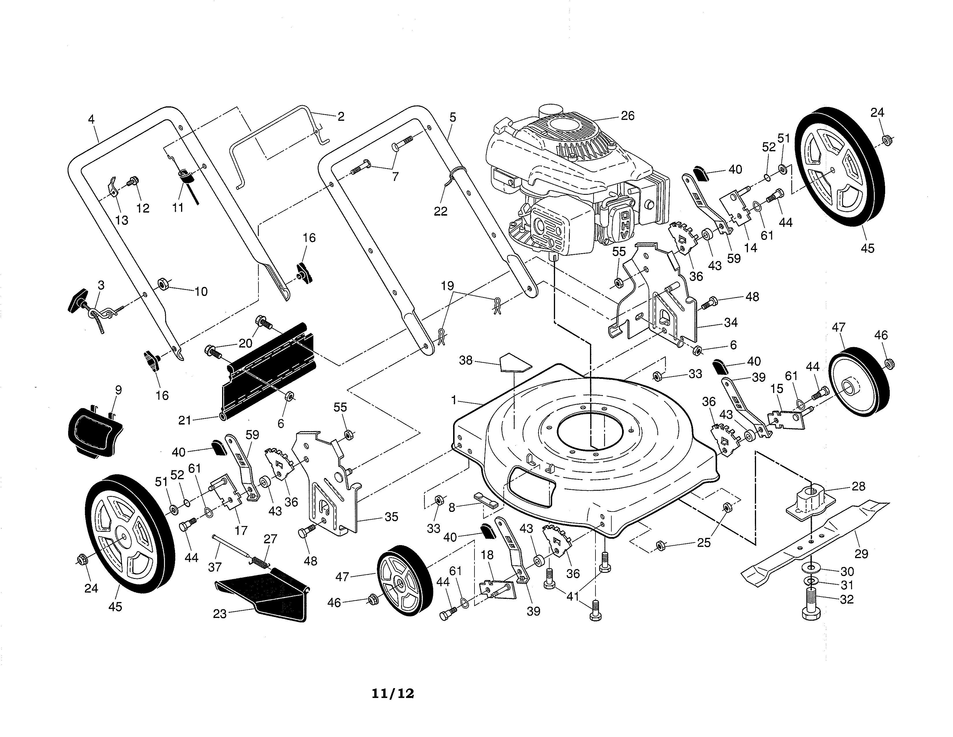 3300x2550 weed eater model walk behind lawnmower, gas genuine parts - Lawn Mower Drawing