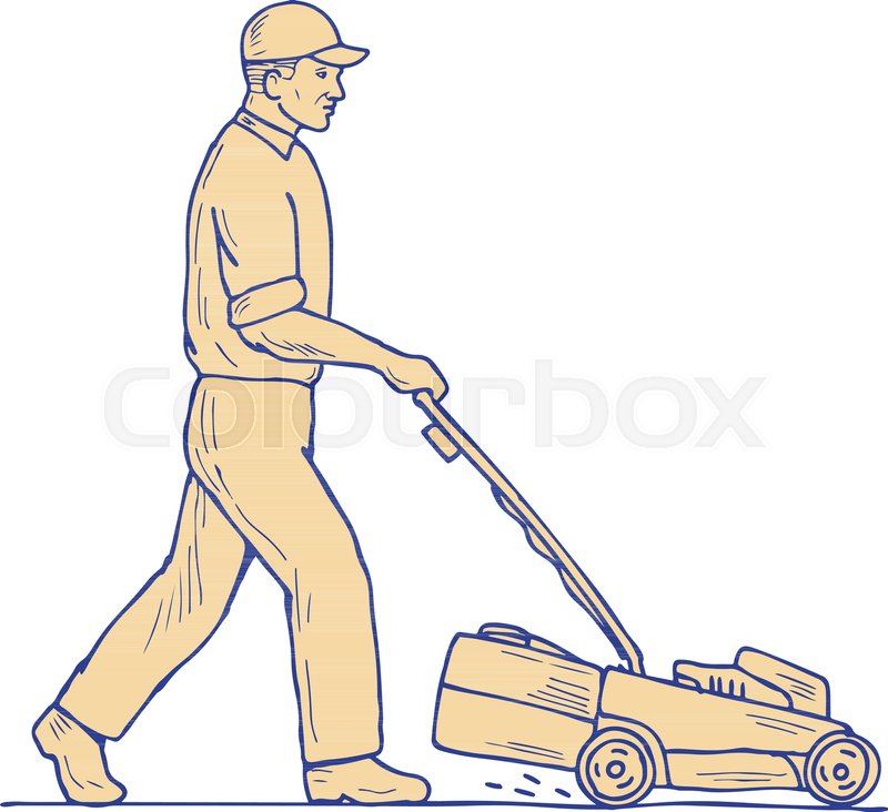 800x732 Drawing Sketch Style Illustration Of A Stock Vector Colourbox - Lawn Mower Drawing