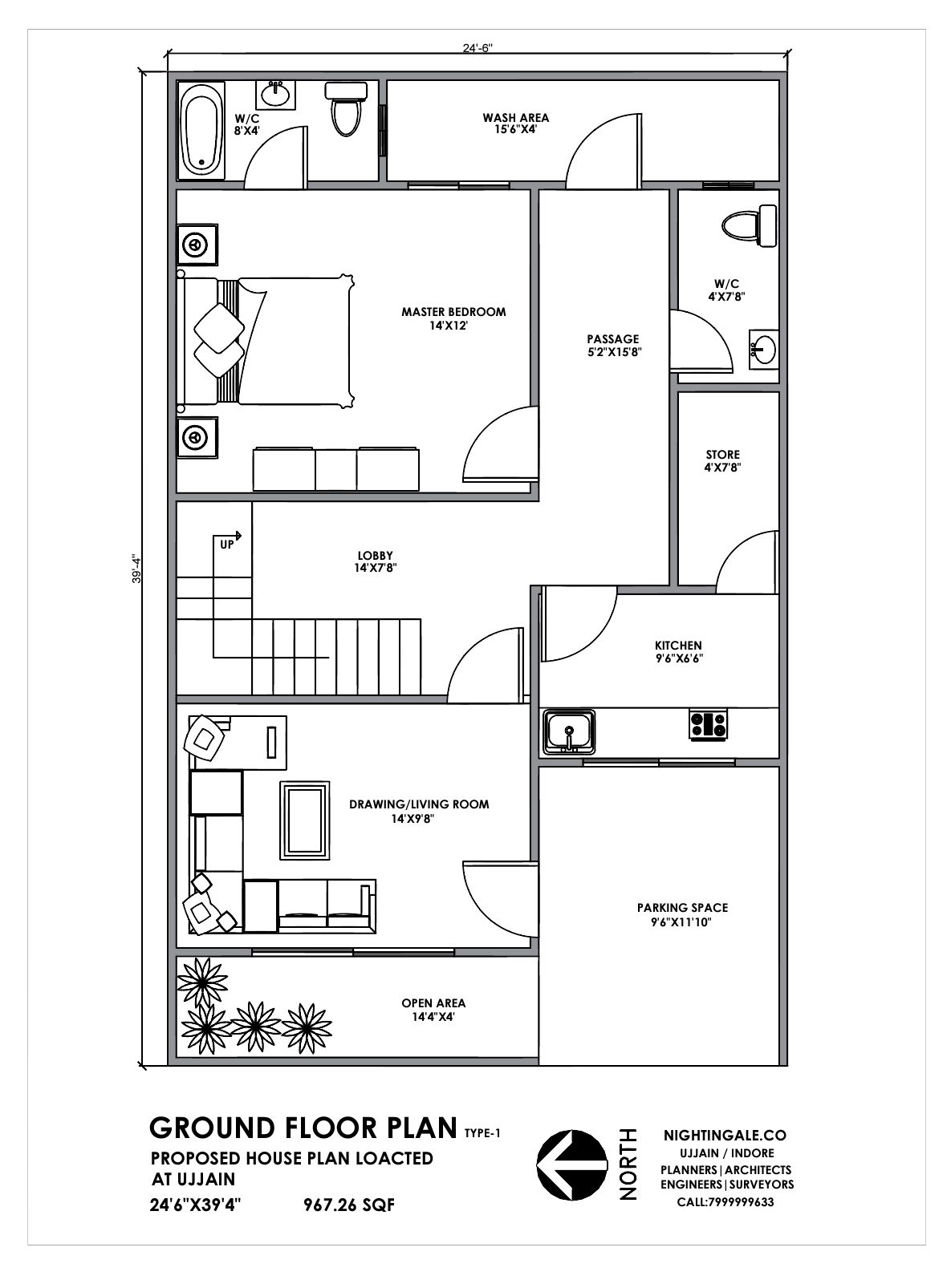 1185x1606 House Plan Feet Indian Plan Ground Floor For Details Contact - Layout Drawing