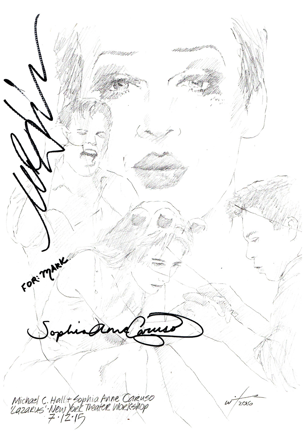 1000x1421 Drawing Michael C Hall And Sophia Anne Caruso In Lazarus - Lazarus Drawing