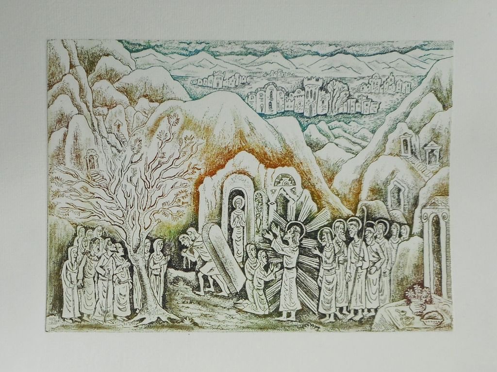1024x767 Etching Graphics Religious Drawingraising Of Lazarus Etsy - Lazarus Drawing