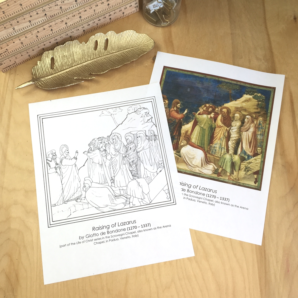 1000x1000 Giotto's Raising Of Line Drawing - Lazarus Drawing