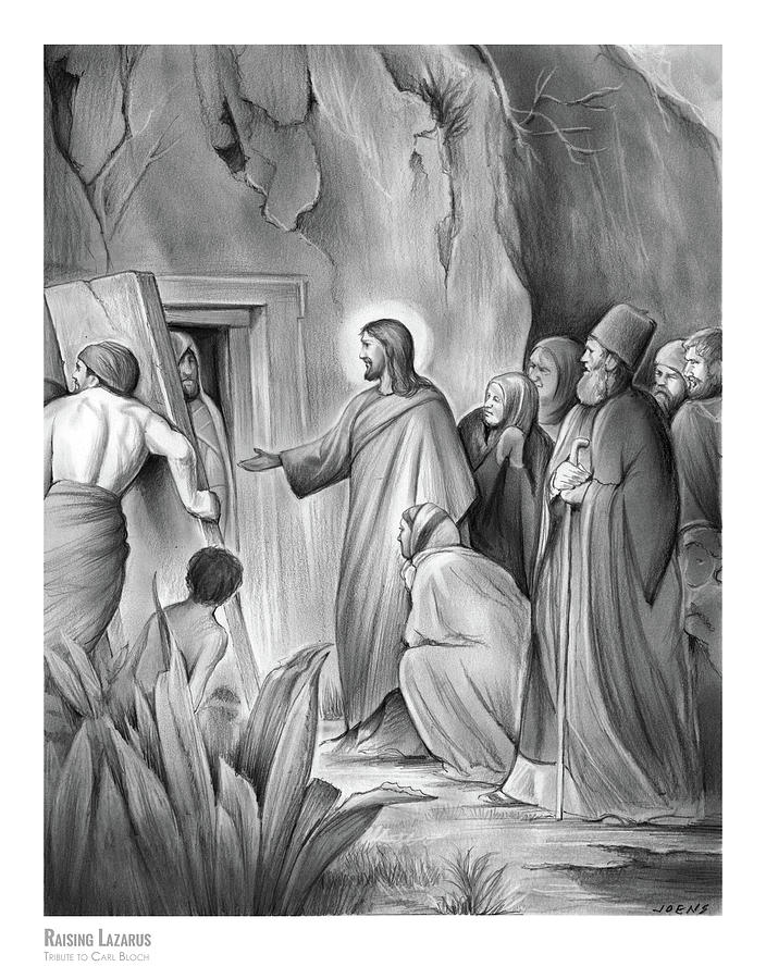 704x900 Raising Lazarus Drawing - Lazarus Drawing