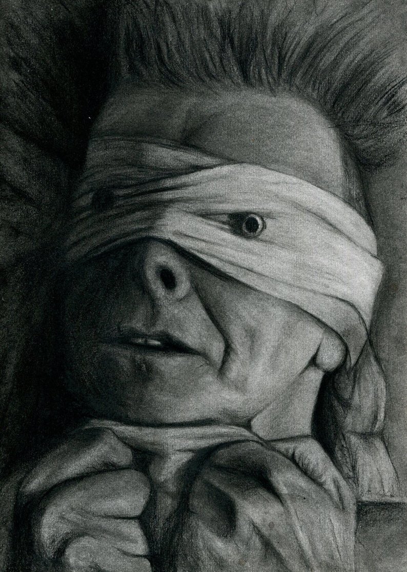 794x1116 David Bowie Lazarus Black Star Black And White Charcoal Etsy - Lazarus Drawing