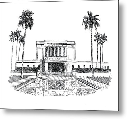 493x464 mesa arizona lds temple ink metal print - Lds Temple Drawing