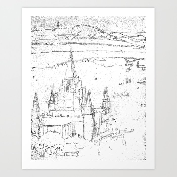 700x700 oakland california lds temple sketch art print - Lds Temple Drawing