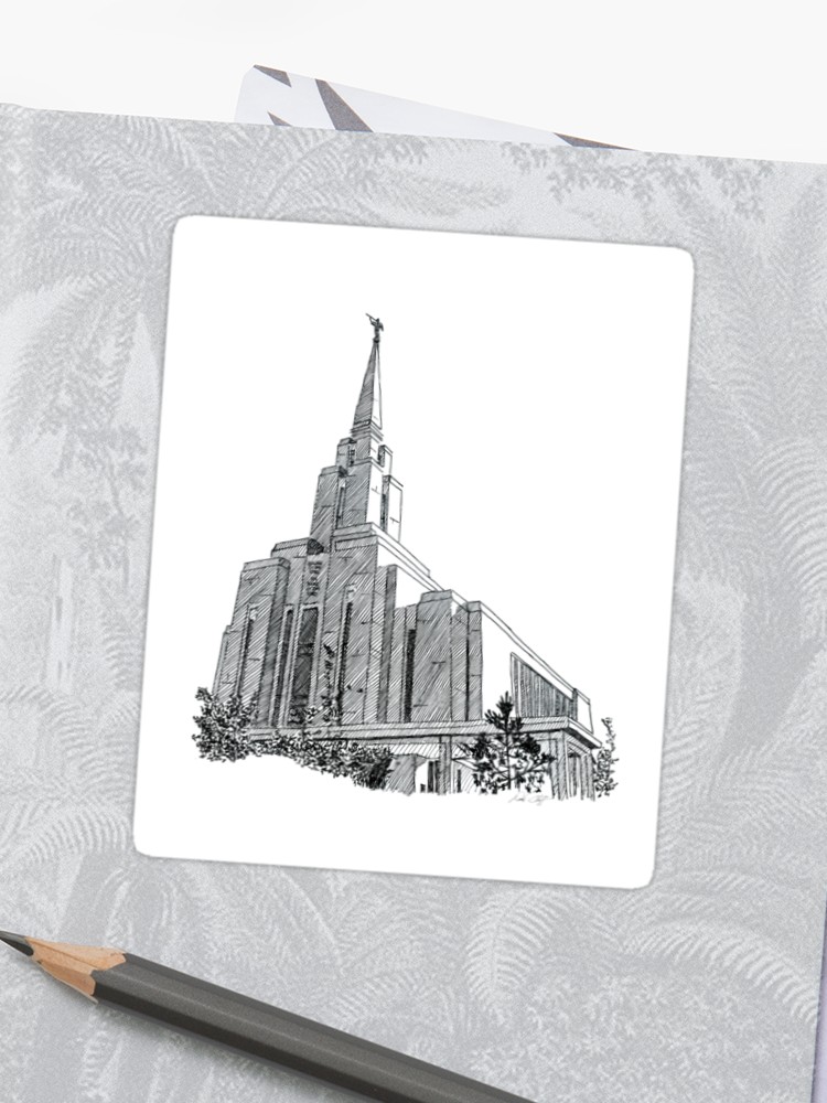 750x1000 oquirrh mountain lds temple ink drawing sticker - Lds Temple Drawing
