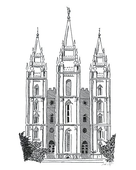440x550 salt lake lds temple ink drawing posters - Lds Temple Drawing