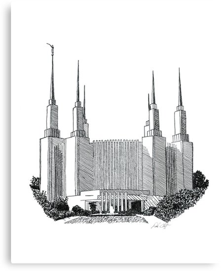 448x550 washington dc lds temple ink drawing canvas prints - Lds Temple Drawing