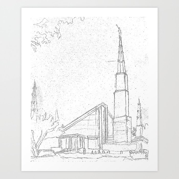 700x700 dallas texas lds temple sketch art print - Lds Temple Drawing