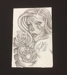 265x300 clown woman roses low rider pencil lead drawing x - Lead Drawing