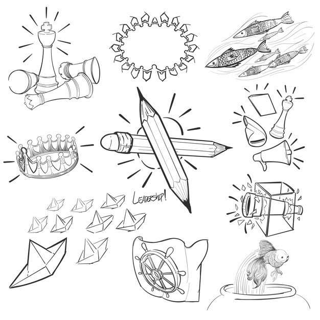 626x626 Hand Drawing Illustration Set Of Leadership Vector Free Download - Leadership Drawing