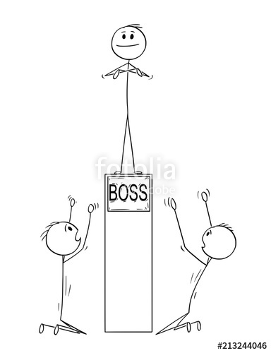 384x500 Cartoon Stick Drawing Conceptual Illustration Of Two Men - Leadership Drawing