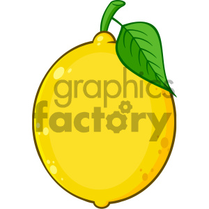 300x300 Royalty Free Rf Clipart Illustration Yellow Lemon Fresh Fruit - Leaf Cartoon Drawing