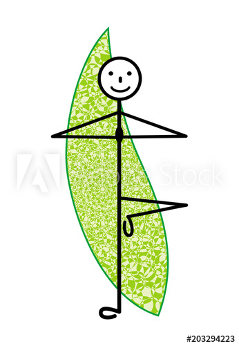 346x500 yogi in asana against the background of a green leaf geometric - Leaf Cartoon Drawing