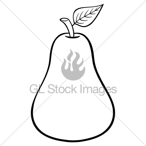 500x500 Black And White Pear Fruit With Leaf Cartoon Drawing Simp Gl - Leaf Cartoon Drawing