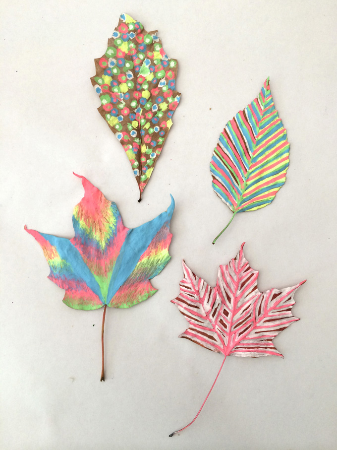 680x907 Leaf Drawing With Chalk Markers - Leaf Drawing