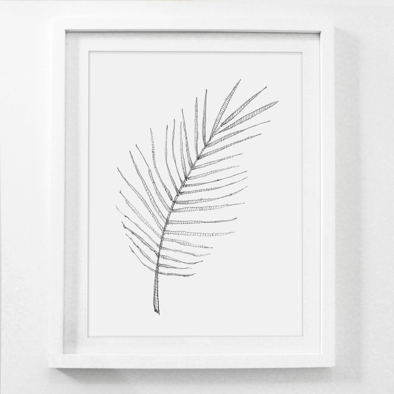 794x794 palm leaf sketch palm leaf drawing hand drawn pencil etsy - Leaf Drawings In Pencil