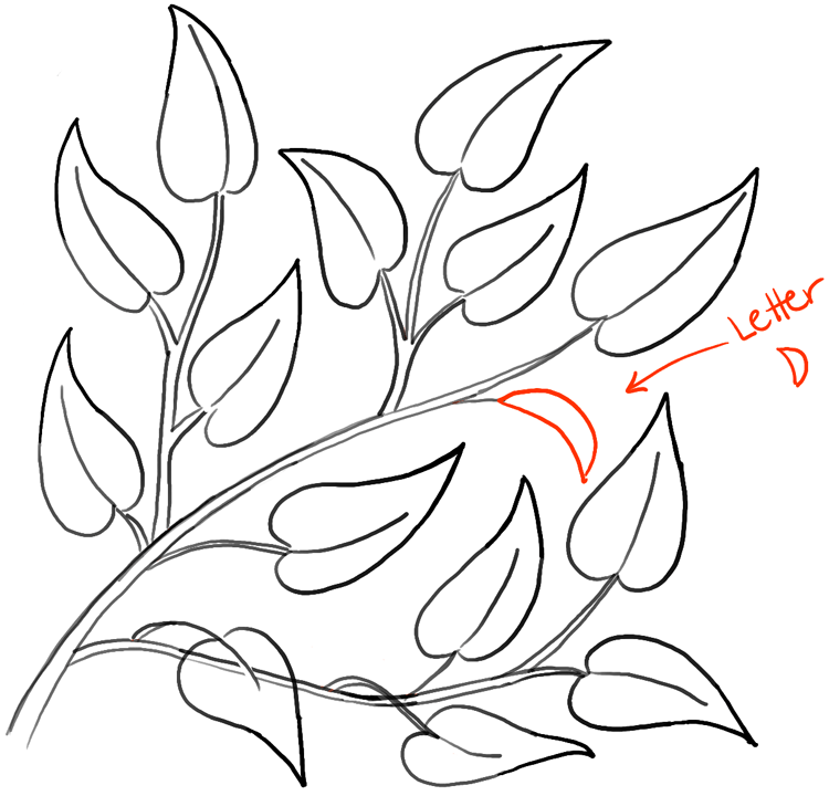 750x720 How To Draw Tree Branches Full Of Leaves Drawing Tutorial - Leaf Line Drawing