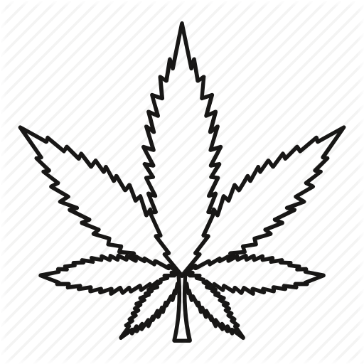 512x512 Addiction, Leaf, Line, Marijuana, Narcotic, Outline, Plant Icon - Leaf Line Drawing