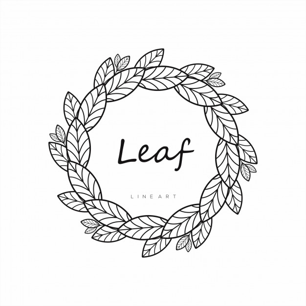 626x626 Circle Leaf, Line Art Frame Design Vector Premium Download - Leaf Line Drawing