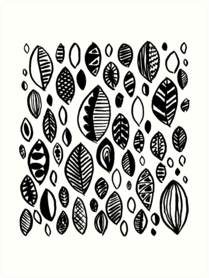 413x549 Hand Drawn Leaf Pattern, Nature Inspired, Handmade, Drawing - Leaf Pattern Drawing