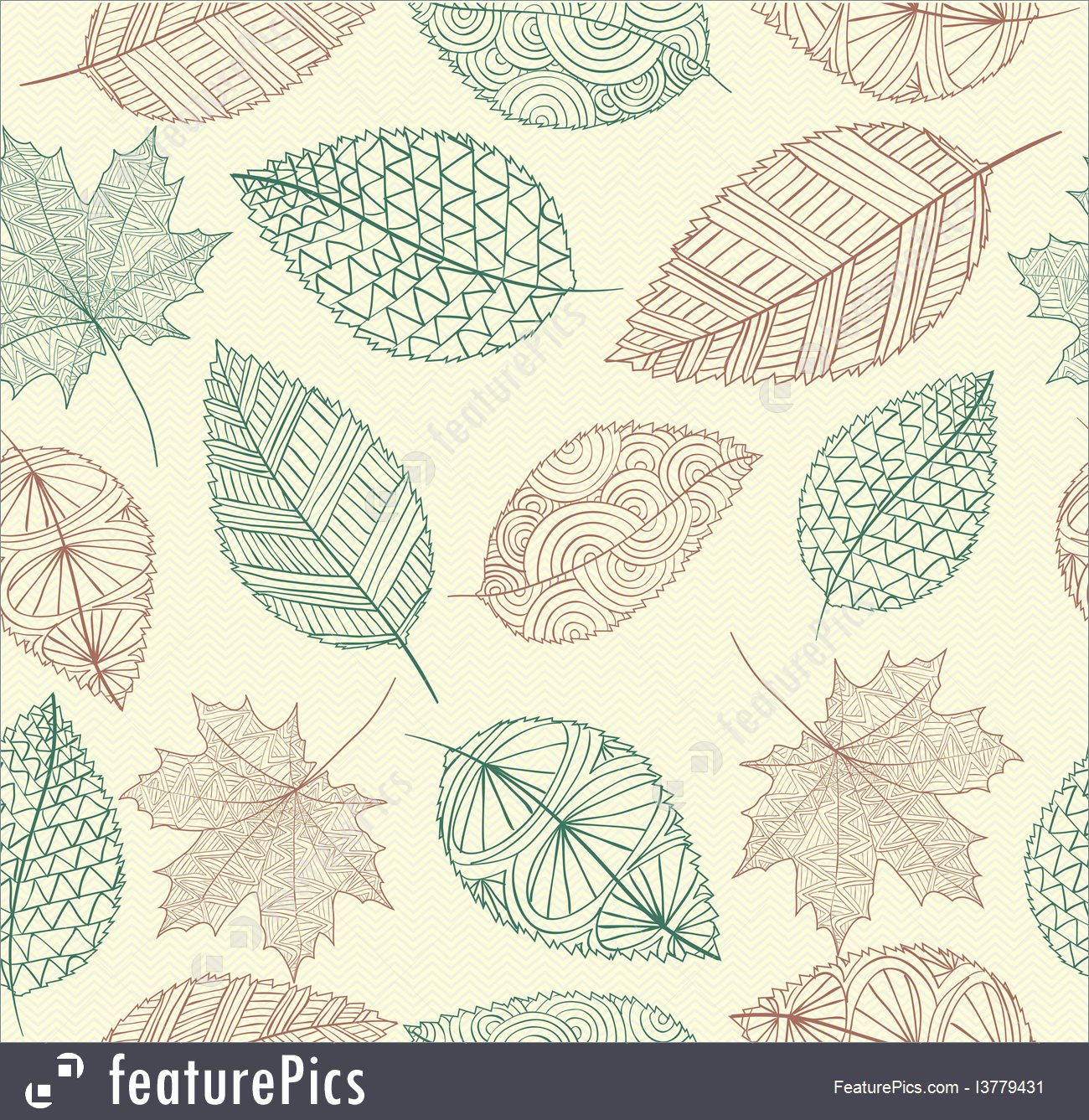 1300x1337 Abstract Patterns Vintage Drawing Fall Leaves Seamless Pattern - Leaf Pattern Drawing