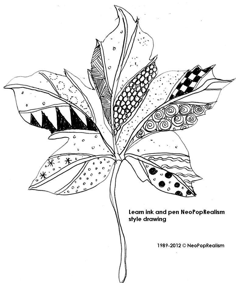 775x927 Curriculum Core Syllabus Grade Art Neopoprealism Ink Pen - Leaf Pattern Drawing