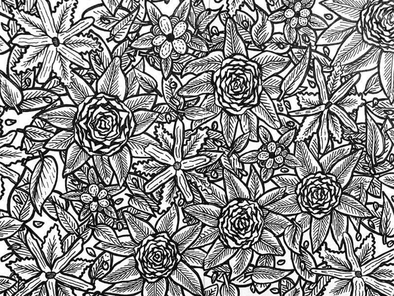 800x600 Flower And Leaves Pattern - Leaf Pattern Drawing