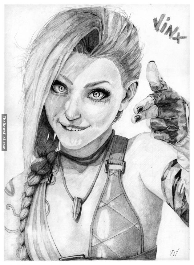 630x858 Jinx Drawing - League Of Legends Drawing