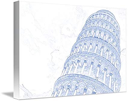 425x336 Wall Art Print Entitled Blueprint Drawing Of Leaning - Leaning Tower Of Pisa Drawing