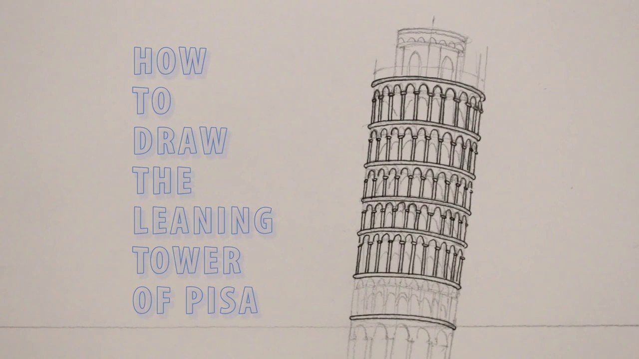 1280x720 How To Draw And Sketch Leaning Tower Of Pisa - Leaning Tower Of Pisa Drawing