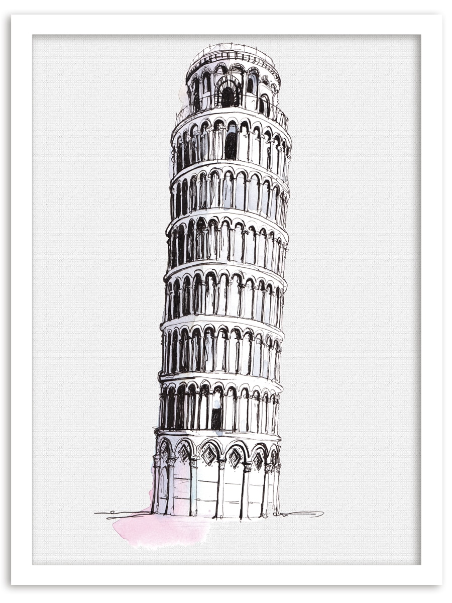 leaning tower pizza italy drawing london