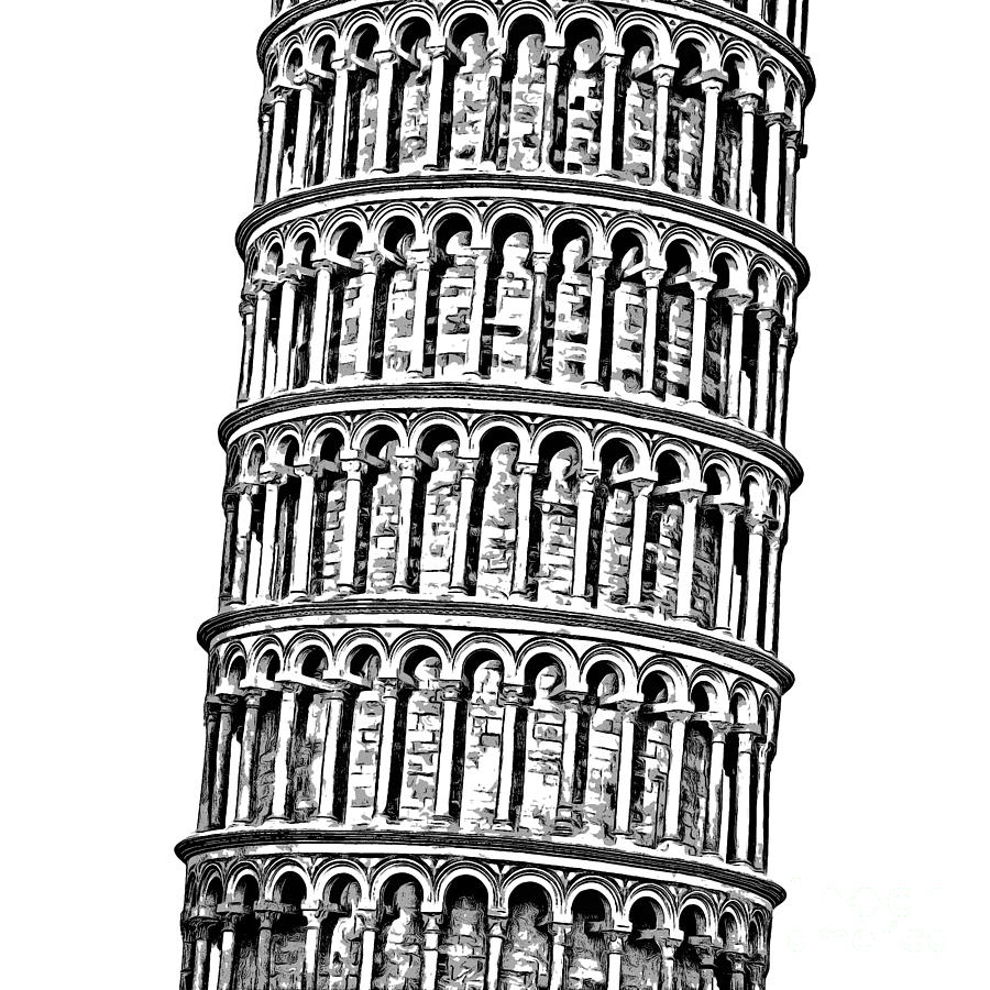 900x900 The Leaning Tower Of Pisa Graphic Digital Art - Leaning Tower Of Pisa Drawing