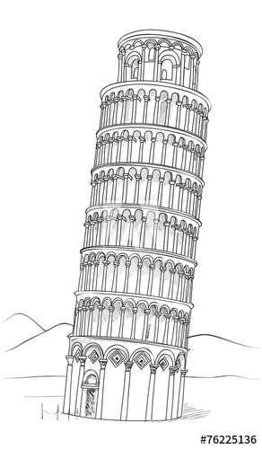 292x500 Tower Of Pisa Sketch Leaning Tower Of Pisa, Tuscany, Italy - Leaning Tower Of Pisa Drawing