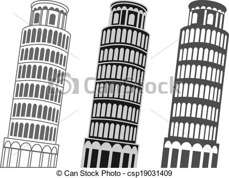 450x350 Vector Leaning Tower Of Pisa Set - Leaning Tower Of Pisa Drawing